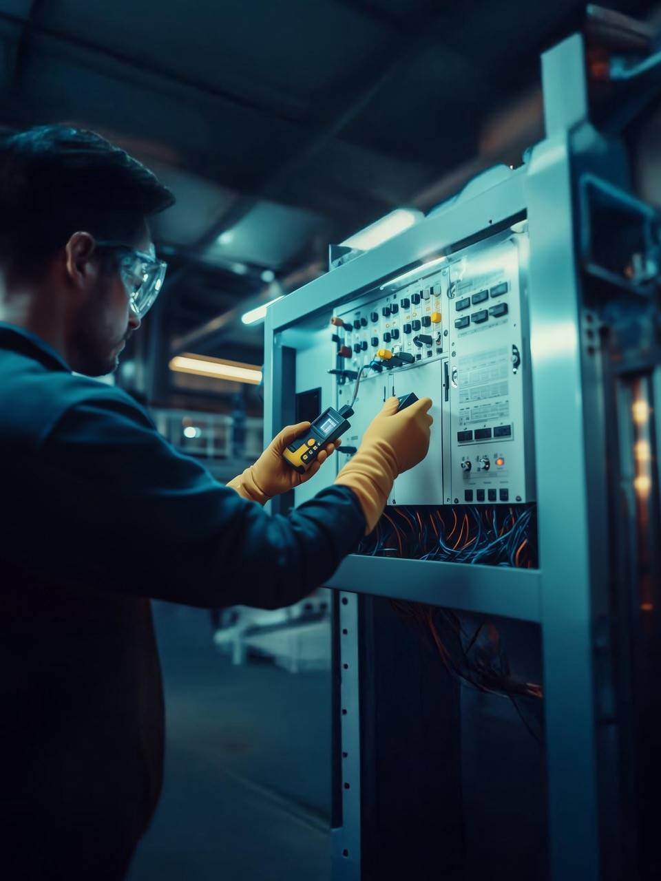 Man working on an electrical panel