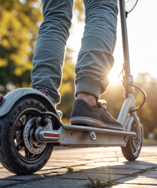 Person riding a scooter