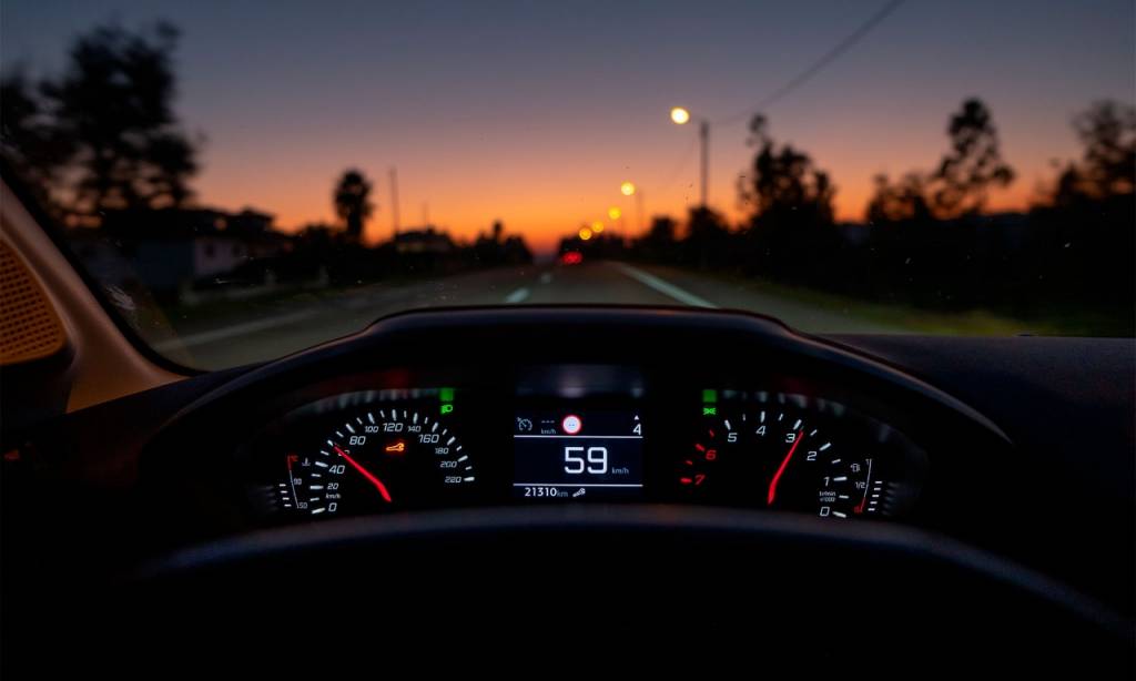 Close-up of the dashboard of a vehicle